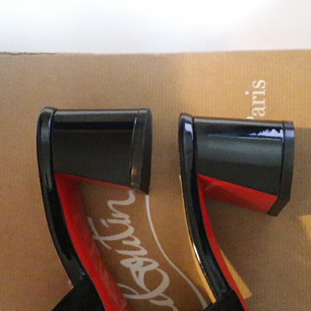Christian Louboutin  Black Dear Paris 55 Crystal Beaded Chunk Heeled Sandals - Picture 9 of 11